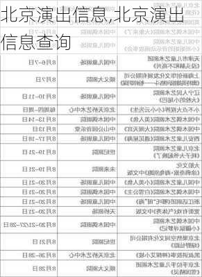 北京演出信息,北京演出信息查询