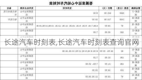 长途汽车时刻表,长途汽车时刻表查询官网