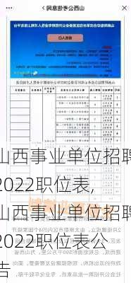 山西事业单位招聘2022职位表,山西事业单位招聘2022职位表公告