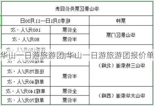 华山一日游旅游团,华山一日游旅游团报价单