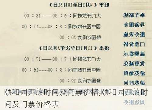 颐和园开放时间及门票价格,颐和园开放时间及门票价格表