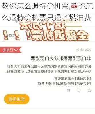 教你怎么退特价机票,教你怎么退特价机票只退了燃油费