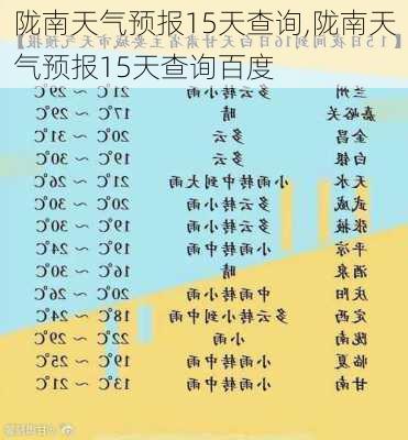 陇南天气预报15天查询,陇南天气预报15天查询百度