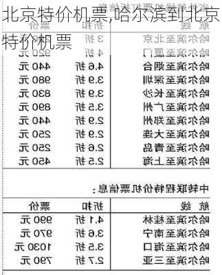 北京特价机票,哈尔滨到北京特价机票