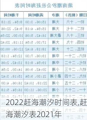 2022赶海潮汐时间表,赶海潮汐表2021年