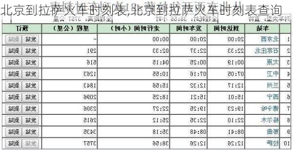 北京到拉萨火车时刻表,北京到拉萨火车时刻表查询