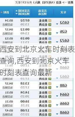 西安到北京火车时刻表查询,西安到北京火车时刻表查询最新