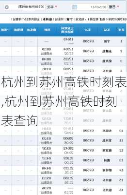 杭州到苏州高铁时刻表,杭州到苏州高铁时刻表查询