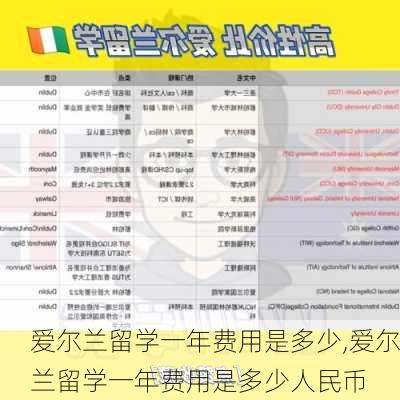 爱尔兰留学一年费用是多少,爱尔兰留学一年费用是多少人民币