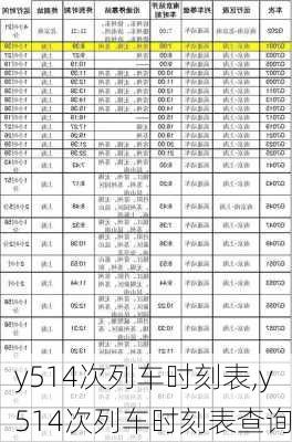 y514次列车时刻表,y514次列车时刻表查询