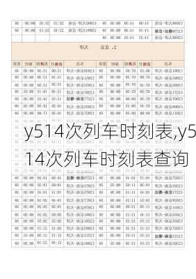 y514次列车时刻表,y514次列车时刻表查询