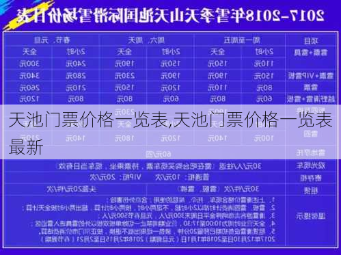 天池门票价格一览表,天池门票价格一览表最新