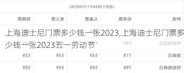 上海迪士尼门票多少钱一张2023,上海迪士尼门票多少钱一张2023五一劳动节