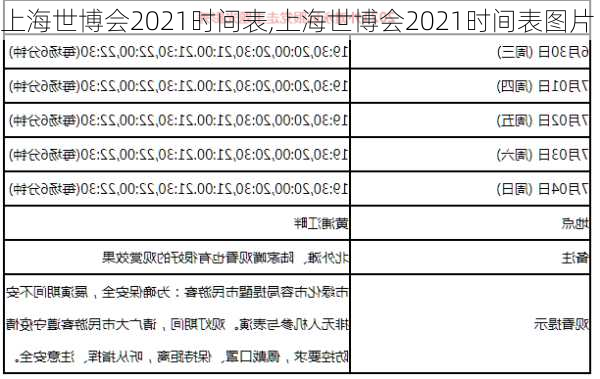 上海世博会2021时间表,上海世博会2021时间表图片