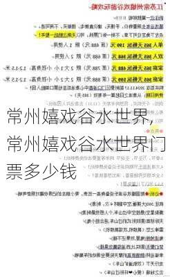 常州嬉戏谷水世界,常州嬉戏谷水世界门票多少钱