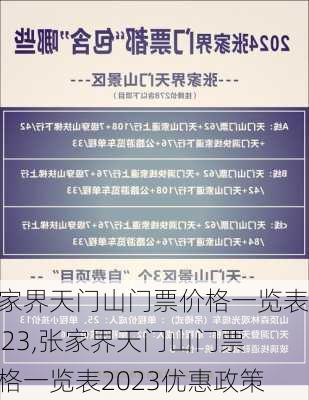 张家界天门山门票价格一览表2023,张家界天门山门票价格一览表2023优惠政策