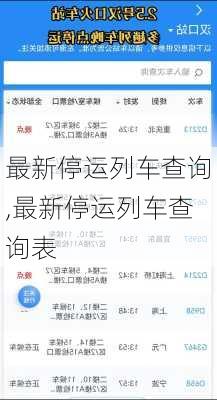 最新停运列车查询,最新停运列车查询表