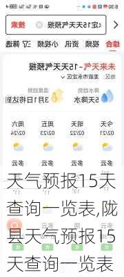 天气预报15天查询一览表,陇县天气预报15天查询一览表