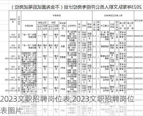 2023文职招聘岗位表,2023文职招聘岗位表图片